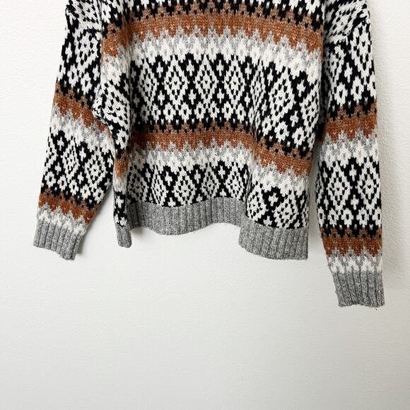 [Primark] Gray Chunky Knit Nordic Fair Isle Crew Neck Oversized Sweater Size XL - Picture 9 of 11